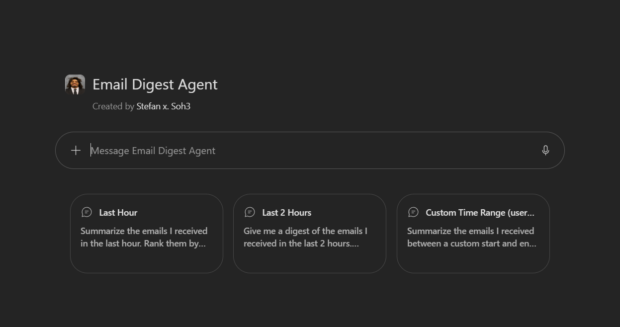 Lenovo email agent interface in M365 Copilot Studio